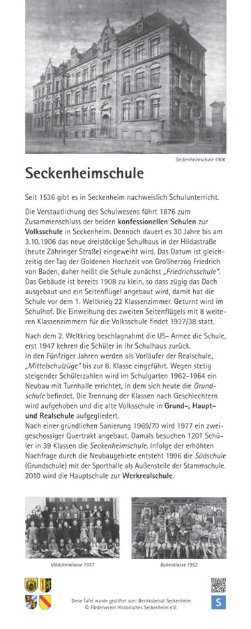 Tafeldarstellung der Tafel Seckenheinschule